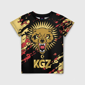 Детская футболка 3D с принтом Киргизия в Белгороде, 100% гипоаллергенный полиэфир | прямой крой, круглый вырез горловины, длина до линии бедер, чуть спущенное плечо, ткань немного тянется | Тематика изображения на принте: crescent | evil | golden | islam | kyrgyz republic | kyrgyzstan | sun | wolf | волк | злой | золотой | ислам | киргизская республика | кыргызстан | полумесяц | солнце