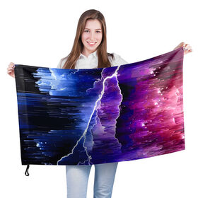 Флаг 3D с принтом Молния в Белгороде, 100% полиэстер | плотность ткани — 95 г/м2, размер — 67 х 109 см. Принт наносится с одной стороны | flash | lightning | space | star | вспышка | звезда | космос | молния