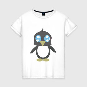 Женская футболка хлопок с принтом Пингвинчик в Белгороде, 100% хлопок | прямой крой, круглый вырез горловины, длина до линии бедер, слегка спущенное плечо | chibi | cute | милый | няша | пингвин | пингвинчик | чиби