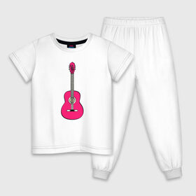 Детская пижама хлопок с принтом Розовая гитара в Белгороде, 100% хлопок |  брюки и футболка прямого кроя, без карманов, на брюках мягкая резинка на поясе и по низу штанин
 | girl | guitar | music | pink | pop | rock | артист | гитара | гитарист | гламур | девочкам | девушке | инструмент | клавиши | мелодия | музыка | музыкальные инструменты | музыкант | ноты | песни | подарок | поп | попса
