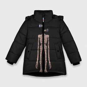 Зимняя куртка для девочек 3D с принтом Сиреноголовый в Белгороде, ткань верха — 100% полиэстер; подклад — 100% полиэстер, утеплитель — 100% полиэстер. | длина ниже бедра, удлиненная спинка, воротник стойка и отстегивающийся капюшон. Есть боковые карманы с листочкой на кнопках, утяжки по низу изделия и внутренний карман на молнии. 

Предусмотрены светоотражающий принт на спинке, радужный светоотражающий элемент на пуллере молнии и на резинке для утяжки. | 6789 | foundation | head | scp | siren | sirenhead | голова | объект | объекты | сирена | сиреноголовый | фонд