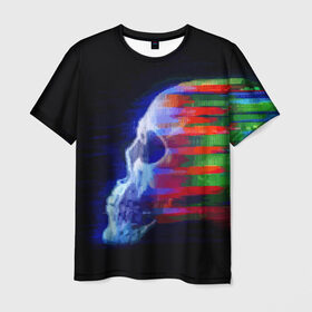 Мужская футболка 3D с принтом Glitch skull в Белгороде, 100% полиэфир | прямой крой, круглый вырез горловины, длина до линии бедер | color | glitch | paint | skull | vanguard | авангард | глитч | краска | цвет | череп