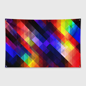 Флаг-баннер с принтом Горен в Белгороде, 100% полиэстер | размер 67 х 109 см, плотность ткани — 95 г/м2; по краям флага есть четыре люверса для крепления | abstraction | colorful | cubes | obliquely | stripes | texture | абстракция | кубы | наискось | полосы | разноцветный | текстура