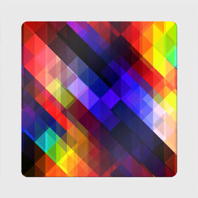 Магнит виниловый Квадрат с принтом Горен в Белгороде, полимерный материал с магнитным слоем | размер 9*9 см, закругленные углы | abstraction | colorful | cubes | obliquely | stripes | texture | абстракция | кубы | наискось | полосы | разноцветный | текстура
