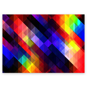 Поздравительная открытка с принтом Горен в Белгороде, 100% бумага | плотность бумаги 280 г/м2, матовая, на обратной стороне линовка и место для марки
 | abstraction | colorful | cubes | obliquely | stripes | texture | абстракция | кубы | наискось | полосы | разноцветный | текстура