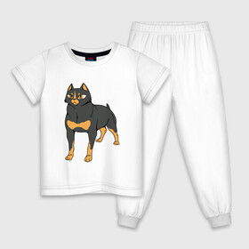 Детская пижама хлопок с принтом Кот Ротвейлер в Белгороде, 100% хлопок |  брюки и футболка прямого кроя, без карманов, на брюках мягкая резинка на поясе и по низу штанин
 | Тематика изображения на принте: cat | dog | doggy | dutch | funny | german | kitten | kitty | meow | pussy | pussycat | rottweiler | woof | гав | котенок | котик | котопес | кошка | мяу | немец | немецкая | овчарка | песокот | пинчер | прикол | с головой кота | собака | соб