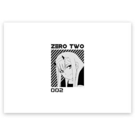 Поздравительная открытка с принтом Zero Two в Белгороде, 100% бумага | плотность бумаги 280 г/м2, матовая, на обратной стороне линовка и место для марки
 | 002 | 02 | cyber | cyberpunk | darling | franxx | japan | two | zero | zerotwo | два | девушка | демон | дьявол | зеро | зероту | зеротул | итиго | ичиго | киберпанк | меха | мехо | милый | ноль | нольдва | ту | франксе | франсе | хиро