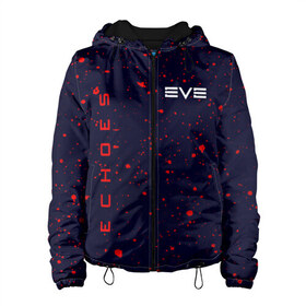 Женская куртка 3D с принтом EVE ECHOES ИВ ЭХО в Белгороде, ткань верха — 100% полиэстер, подклад — флис | прямой крой, подол и капюшон оформлены резинкой с фиксаторами, два кармана без застежек по бокам, один большой потайной карман на груди. Карман на груди застегивается на липучку | echo | echoes | eve | game | games | logo | online | space | ев онлайн | ев эхо | еве | ив онлайн | ив эхо | игра | игры | космос | лого | логотип | логотипы | онлайн | символ | символы | эхо | эхос