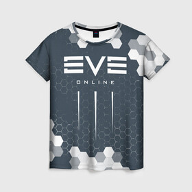 Женская футболка 3D с принтом EVE ONLINE / ИВ ОНЛАЙН в Белгороде, 100% полиэфир ( синтетическое хлопкоподобное полотно) | прямой крой, круглый вырез горловины, длина до линии бедер | echo | echoes | eve | game | games | logo | online | space | ев онлайн | ев эхо | еве | ив онлайн | ив эхо | игра | игры | космос | лого | логотип | логотипы | онлайн | символ | символы | эхо | эхос