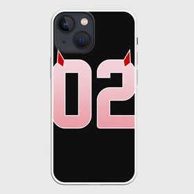 Чехол для iPhone 13 mini с принтом Порядковый номер 02 в Белгороде,  |  | 002 | 02 | ahegao | anime | darling | franx | franxx | girl | girls | in | senpai | the | two | waifu | zero | zerotwo | аниме | ахегао | вайфу | девушка | семпай | сенпай | тян