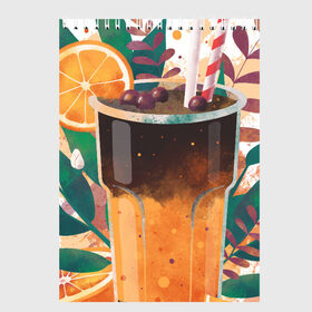 Скетчбук с принтом бодрящий коктейль в Белгороде, 100% бумага
 | 48 листов, плотность листов — 100 г/м2, плотность картонной обложки — 250 г/м2. Листы скреплены сверху удобной пружинной спиралью | Тематика изображения на принте: апельсин | бодрость | витамины | коктейль | кофе | лето | напиток | яркий