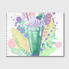 Альбом для рисования с принтом milkshake в Белгороде, 100% бумага
 | матовая бумага, плотность 200 мг. | десерт | еда | лето | молочный коктейль | мороженое | напиток | сладость | яркий