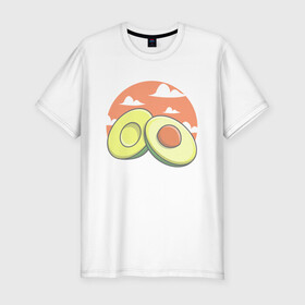 Мужская футболка хлопок Slim с принтом Avocado в Белгороде, 92% хлопок, 8% лайкра | приталенный силуэт, круглый вырез ворота, длина до линии бедра, короткий рукав | Тематика изображения на принте: avocado | avokado | kawai | kawaii | авакадо | авокадо | каваи | кавай | кавайи | кавайный | милые создания | мимими | мимишный | облака | облако | овокадо | персея | растения | рисунок | фрукт | фрукты
