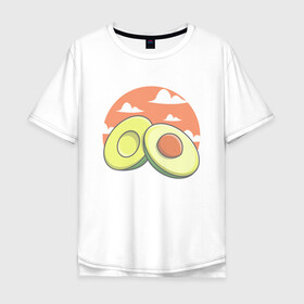 Мужская футболка хлопок Oversize с принтом Avocado в Белгороде, 100% хлопок | свободный крой, круглый ворот, “спинка” длиннее передней части | Тематика изображения на принте: avocado | avokado | kawai | kawaii | авакадо | авокадо | каваи | кавай | кавайи | кавайный | милые создания | мимими | мимишный | облака | облако | овокадо | персея | растения | рисунок | фрукт | фрукты