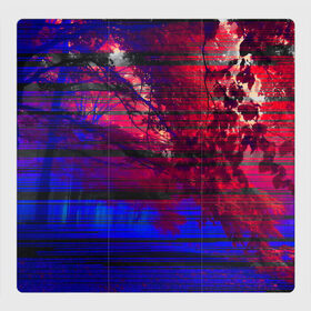 Магнитный плакат 3Х3 с принтом Glitch Autumn в Белгороде, Полимерный материал с магнитным слоем | 9 деталей размером 9*9 см | autumn | forest | glitch | глитч | дерево | деревья | красный | лес | листья | осень