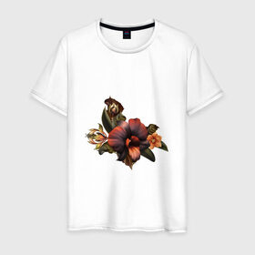 Мужская футболка хлопок с принтом Цветок в Белгороде, 100% хлопок | прямой крой, круглый вырез горловины, длина до линии бедер, слегка спущенное плечо. | арт | красная лилия | красная орхидея | лилия | орхидея | рисунок | цветок