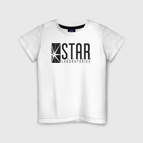 Детская футболка хлопок с принтом DS,Flash,star laboratories в Белгороде, 100% хлопок | круглый вырез горловины, полуприлегающий силуэт, длина до линии бедер | ds | flash | star laboratories