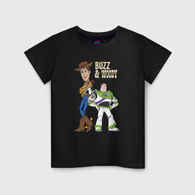 Детская футболка хлопок с принтом Buzz&Woody в Белгороде, 100% хлопок | круглый вырез горловины, полуприлегающий силуэт, длина до линии бедер | buzz lightyear | disney | pixar | toy story | vdkimel | woody | базз лайтер | вуди | дисней | история игрушек | пиксар