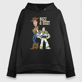 Женское худи Oversize хлопок с принтом Buzz&Woody в Белгороде, френч-терри — 70% хлопок, 30% полиэстер. Мягкий теплый начес внутри —100% хлопок | боковые карманы, эластичные манжеты и нижняя кромка, капюшон на магнитной кнопке | buzz lightyear | disney | pixar | toy story | vdkimel | woody | базз лайтер | вуди | дисней | история игрушек | пиксар