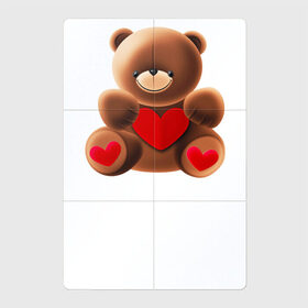 Магнитный плакат 2Х3 с принтом Медвежонок с сердечком в Белгороде, Полимерный материал с магнитным слоем | 6 деталей размером 9*9 см | love is | teddy bear | valentines day | бабушка | валентинка | влюбленные | девушке | жена | лучшая | любимая | люблю | любовь | мама | медведь | медвежата | молодожены | подарок | романтика | свадебные | свадьба
