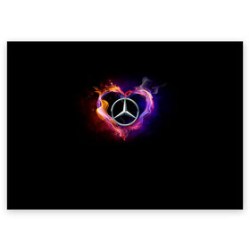Поздравительная открытка с принтом Mercedes-Benz в Белгороде, 100% бумага | плотность бумаги 280 г/м2, матовая, на обратной стороне линовка и место для марки
 | amg | love mercedes | mercedes | mercedes в сердце | mercedes значок | mercedes лого | mercedes марка | амг | бенц | горящее сердце | лого автомобиля | логотип мерседес | люблю мерседес | мерин | мерс | мерседес | мерседес бенз