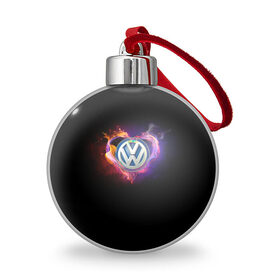 Ёлочный шар с принтом Volkswagen в Белгороде, Пластик | Диаметр: 77 мм | Тематика изображения на принте: love vw | volkswagen | vw | vw в сердце | vw значок | vw лого | vw марка | vw эмблема | wv | горящее сердце | значок vw | значок фольксваген | лого автомобиля | лого вольцваген | логотип vw | люблю vw | люблю фольксваген