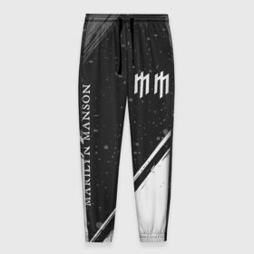Мужские брюки 3D с принтом MARILYN MANSON / М. МЭНСОН в Белгороде, 100% полиэстер | манжеты по низу, эластичный пояс регулируется шнурком, по бокам два кармана без застежек, внутренняя часть кармана из мелкой сетки | Тематика изображения на принте: 