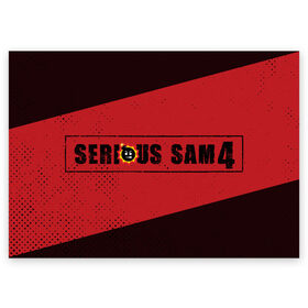 Поздравительная открытка с принтом SERIOUS SAM 4 / Крутой Сэм в Белгороде, 100% бумага | плотность бумаги 280 г/м2, матовая, на обратной стороне линовка и место для марки
 | Тематика изображения на принте: 