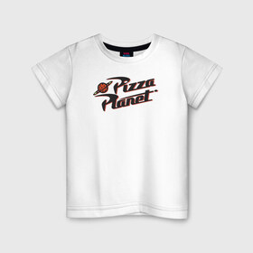 Детская футболка хлопок с принтом Pizza Planet в Белгороде, 100% хлопок | круглый вырез горловины, полуприлегающий силуэт, длина до линии бедер | aliens | disney | pixar | toy story | vdkimel | дисней | инопланетяне | история игрушек | пиксар