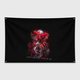 Флаг-баннер с принтом Digital Skeleton | 1.0 в Белгороде, 100% полиэстер | размер 67 х 109 см, плотность ткани — 95 г/м2; по краям флага есть четыре люверса для крепления | 