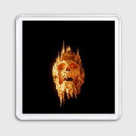 Магнит 55*55 с принтом Golden Skull в Белгороде, Пластик | Размер: 65*65 мм; Размер печати: 55*55 мм | cool | cyborg | decoration | fashion | fear | ghost | haloween | head | horror | robot | skeleton | skull | technology | голова | киборг | круто | мода | призрак | робот | скелет | технологии | ужас | украшение | хеллоуин | череп