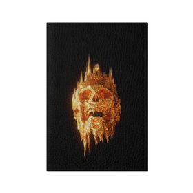 Обложка для паспорта матовая кожа с принтом Golden Skull в Белгороде, натуральная матовая кожа | размер 19,3 х 13,7 см; прозрачные пластиковые крепления | Тематика изображения на принте: cool | cyborg | decoration | fashion | fear | ghost | haloween | head | horror | robot | skeleton | skull | technology | голова | киборг | круто | мода | призрак | робот | скелет | технологии | ужас | украшение | хеллоуин | череп