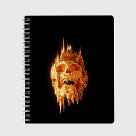 Тетрадь с принтом Golden Skull в Белгороде, 100% бумага | 48 листов, плотность листов — 60 г/м2, плотность картонной обложки — 250 г/м2. Листы скреплены сбоку удобной пружинной спиралью. Уголки страниц и обложки скругленные. Цвет линий — светло-серый
 | Тематика изображения на принте: cool | cyborg | decoration | fashion | fear | ghost | haloween | head | horror | robot | skeleton | skull | technology | голова | киборг | круто | мода | призрак | робот | скелет | технологии | ужас | украшение | хеллоуин | череп