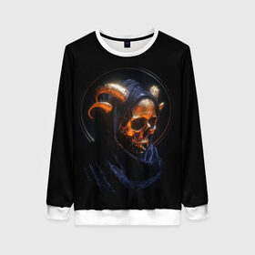 Женский свитшот 3D с принтом Golden skull | 1.1 в Белгороде, 100% полиэстер с мягким внутренним слоем | круглый вырез горловины, мягкая резинка на манжетах и поясе, свободная посадка по фигуре | cool | cyborg | decoration | fashion | fear | ghost | halloween | head | horror | robot | skeleton | skull | technology | голова | киборг | круто | мода | призрак | робот | скелет | технологии | ужас | украшение | хеллоуин | череп
