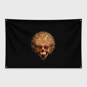 Флаг-баннер с принтом Golden skull | 1.2 в Белгороде, 100% полиэстер | размер 67 х 109 см, плотность ткани — 95 г/м2; по краям флага есть четыре люверса для крепления | 