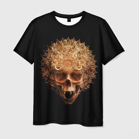 Мужская футболка 3D с принтом Golden skull | 1.2 в Белгороде, 100% полиэфир | прямой крой, круглый вырез горловины, длина до линии бедер | Тематика изображения на принте: 