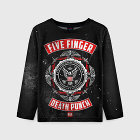 Детский лонгслив 3D с принтом Five Finger Death Punch в Белгороде, 100% полиэстер | длинные рукава, круглый вырез горловины, полуприлегающий силуэт
 | 5fdp | ffdp | five finger death punch | metal | группы | метал | музыка | рок