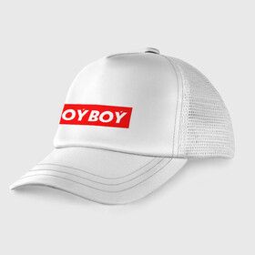 Детская кепка тракер с принтом oyboy в Белгороде, Козырек - 100% хлопок. Кепка - 100% полиэстер, Задняя часть - сетка | универсальный размер, пластиковая застёжка | казахи | ойбой | сабуров | чбд | что было дальше | щербаков | юмор