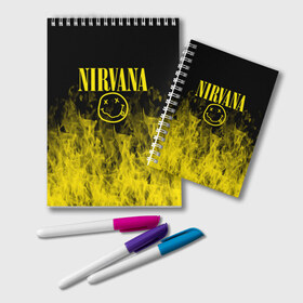 Блокнот с принтом Nirvana в Белгороде, 100% бумага | 48 листов, плотность листов — 60 г/м2, плотность картонной обложки — 250 г/м2. Листы скреплены удобной пружинной спиралью. Цвет линий — светло-серый
 | music | nirvana | rock | smile | американская рок группа | гранж | известные личности | крист новоселич | курт кобейн | музыка | музыканты | нирвана | панк рок | певцы | рок | смайл | хард рок | хэви металл
