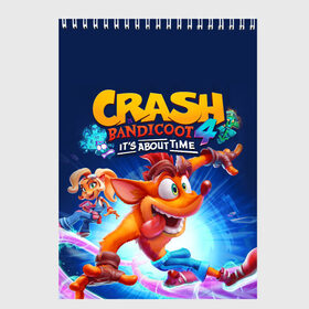 Скетчбук с принтом Crash Bandicoot в Белгороде, 100% бумага
 | 48 листов, плотность листов — 100 г/м2, плотность картонной обложки — 250 г/м2. Листы скреплены сверху удобной пружинной спиралью | Тематика изображения на принте: aku aku | crash bandicoot | бандикут | игры | крэш бандикут