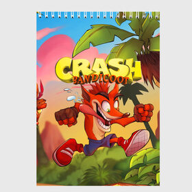 Скетчбук с принтом Crash Bandicoot в Белгороде, 100% бумага
 | 48 листов, плотность листов — 100 г/м2, плотность картонной обложки — 250 г/м2. Листы скреплены сверху удобной пружинной спиралью | Тематика изображения на принте: aku aku | crash bandicoot | бандикут | игры | крэш бандикут