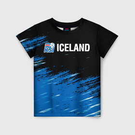 Детская футболка 3D с принтом KSI ICELAND. в Белгороде, 100% гипоаллергенный полиэфир | прямой крой, круглый вырез горловины, длина до линии бедер, чуть спущенное плечо, ткань немного тянется | 2019 | 2020 | fc | football | iceland | ksi | sport | исландия | кси | сборная исландии | спорт | спортивные | униформа | фирменные цвета | фк | футбол | футбольный клуб