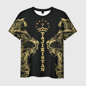 Мужская футболка 3D с принтом Таджикистан в Белгороде, 100% полиэфир | прямой крой, круглый вырез горловины, длина до линии бедер | Тематика изображения на принте: crown | golden | king | lion | republic | tajikistan | золотой | король | корона | лев | республика | таджикистан | царь