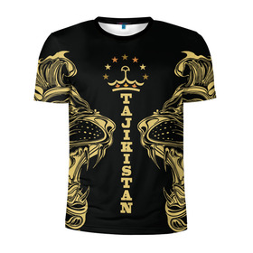 Мужская футболка 3D спортивная с принтом Таджикистан в Белгороде, 100% полиэстер с улучшенными характеристиками | приталенный силуэт, круглая горловина, широкие плечи, сужается к линии бедра | crown | golden | king | lion | republic | tajikistan | золотой | король | корона | лев | республика | таджикистан | царь
