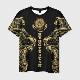 Мужская футболка 3D с принтом Киргизия в Белгороде, 100% полиэфир | прямой крой, круглый вырез горловины, длина до линии бедер | Тематика изображения на принте: eagle | islam | kyrgyzstan | lion | republic | sun | ислам | киргизия | кыргызстан | лев | орел | республика | солнце