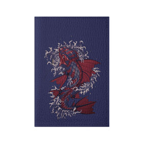 Обложка для паспорта матовая кожа с принтом Рыбка дракон в Белгороде, натуральная матовая кожа | размер 19,3 х 13,7 см; прозрачные пластиковые крепления | Тематика изображения на принте: капельки | красивая рыбка | рыбы | тату рыбка. | японская рыба
