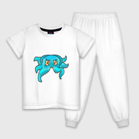 Детская пижама хлопок с принтом Осьминог в Белгороде, 100% хлопок |  брюки и футболка прямого кроя, без карманов, на брюках мягкая резинка на поясе и по низу штанин
 | 