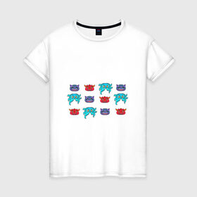 Женская футболка хлопок с принтом Разноцветные персонажи в Белгороде, 100% хлопок | прямой крой, круглый вырез горловины, длина до линии бедер, слегка спущенное плечо | 