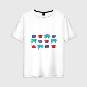 Женская футболка хлопок Oversize с принтом Разноцветные персонажи в Белгороде, 100% хлопок | свободный крой, круглый ворот, спущенный рукав, длина до линии бедер
 | 