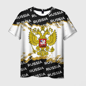 Мужская футболка 3D с принтом РОССИЯ | ДВУГЛАВЫЙ ОРЕЛ в Белгороде, 100% полиэфир | прямой крой, круглый вырез горловины, длина до линии бедер | russia | sport | герб | двуглавый | империя | имперский | орёл | патриот | патриотизм | российская | россия | русский | спорт | страны | флаг | я русский